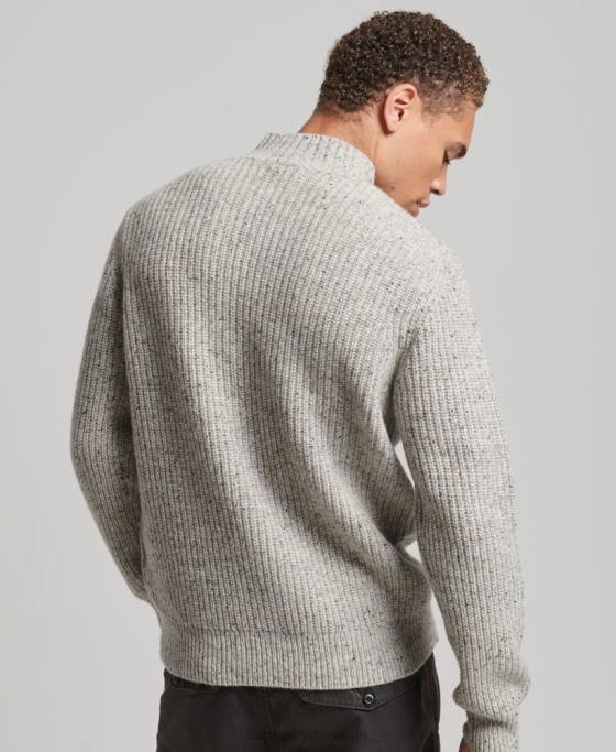 Superdry Pulover cu gât fals din amestec de lână îmbrăcăminte gri bărbați JX0Z1270