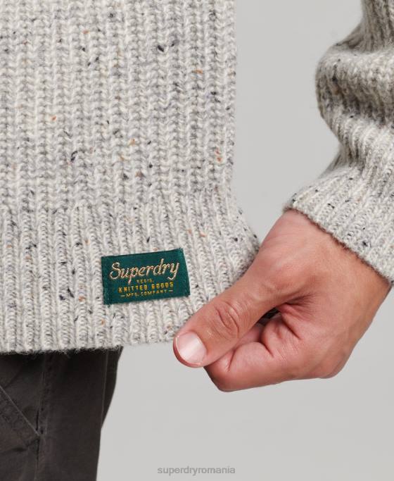 Superdry Pulover cu gât fals din amestec de lână îmbrăcăminte gri bărbați JX0Z1270