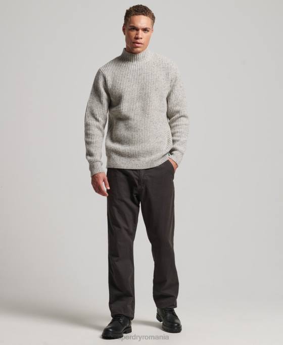 Superdry Pulover cu gât fals din amestec de lână îmbrăcăminte gri bărbați JX0Z1270