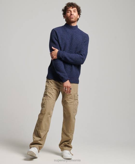 Superdry Pulover cu gât fals din amestec de lână îmbrăcăminte marina bărbați JX0Z1302