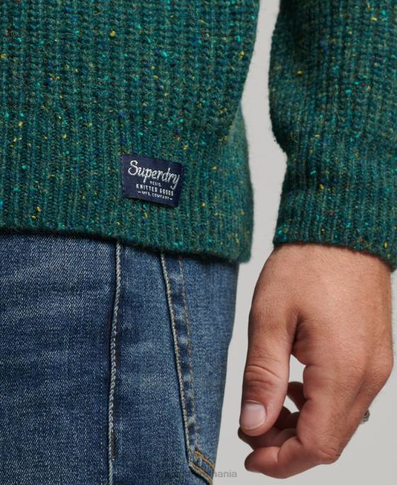 Superdry Pulover cu gât fals din amestec de lână îmbrăcăminte verde bărbați JX0Z1273