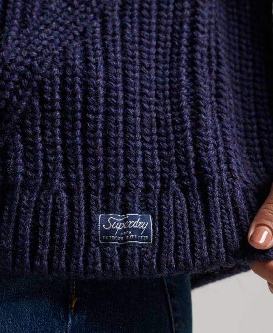 Superdry Pulover din tricot cu cusături moale îmbrăcăminte marina femei JX0Z3980