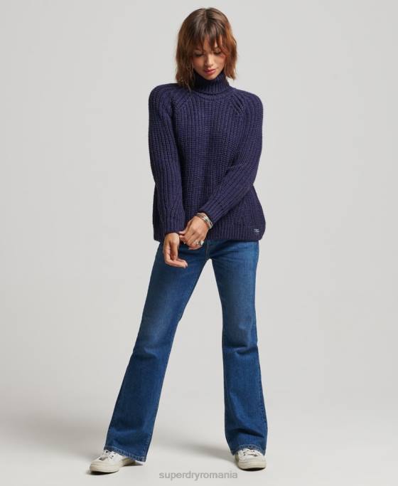 Superdry Pulover din tricot cu cusături moale îmbrăcăminte marina femei JX0Z3980