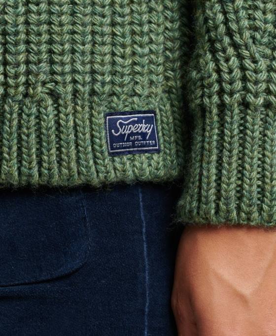Superdry Pulover din tricot cu cusături moale îmbrăcăminte verde femei JX0Z3973