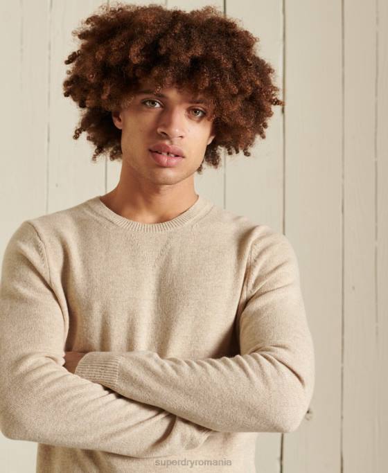 Superdry Pulover ușor din lână de miel îmbrăcăminte argint bărbați JX0Z1310