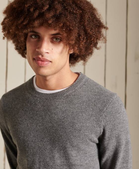 Superdry Pulover ușor din lână de miel îmbrăcăminte gri deschis bărbați JX0Z5315