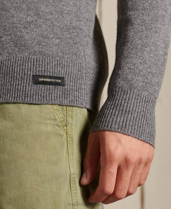 Superdry Pulover ușor din lână de miel îmbrăcăminte gri deschis bărbați JX0Z5315
