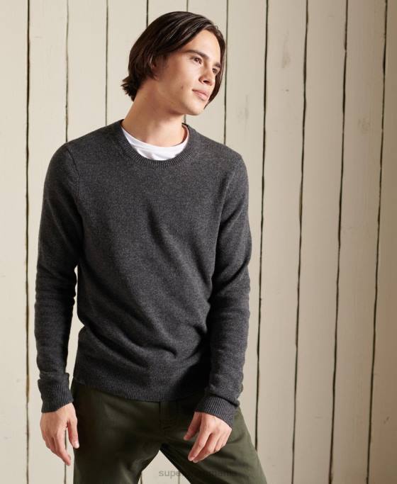 Superdry Pulover ușor din lână de miel îmbrăcăminte gri inchis bărbați JX0Z5314