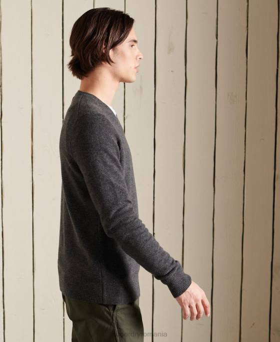 Superdry Pulover ușor din lână de miel îmbrăcăminte gri inchis bărbați JX0Z5314