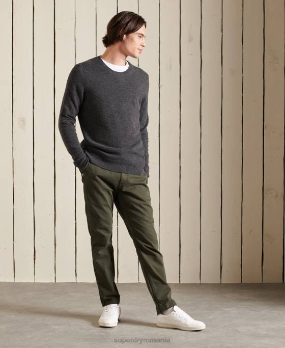 Superdry Pulover ușor din lână de miel îmbrăcăminte gri inchis bărbați JX0Z5314