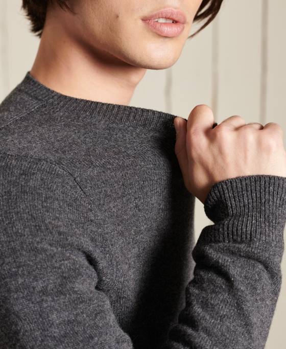 Superdry Pulover ușor din lână de miel îmbrăcăminte gri inchis bărbați JX0Z5314