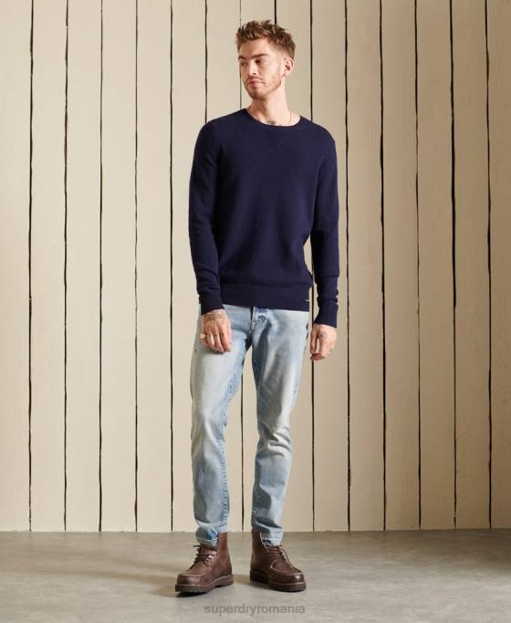 Superdry Pulover ușor din lână de miel îmbrăcăminte marina bărbați JX0Z5286