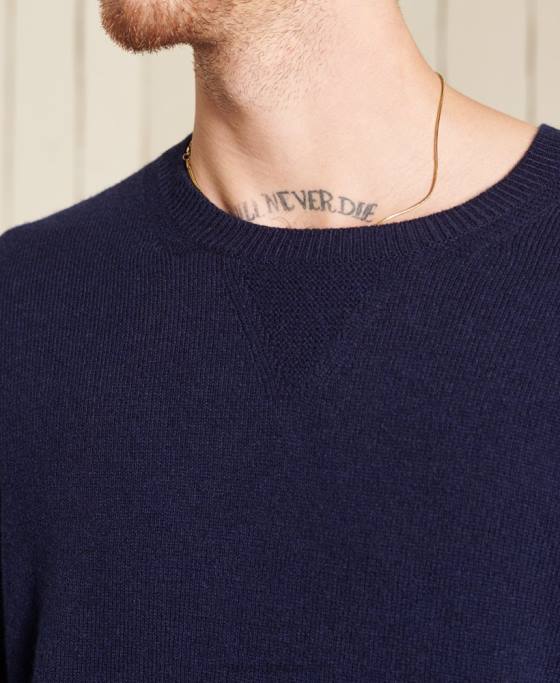 Superdry Pulover ușor din lână de miel îmbrăcăminte marina bărbați JX0Z5286