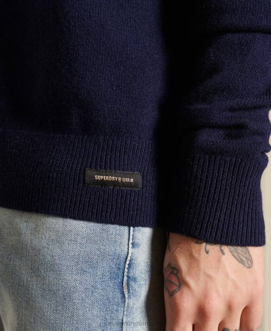Superdry Pulover ușor din lână de miel îmbrăcăminte marina bărbați JX0Z5286
