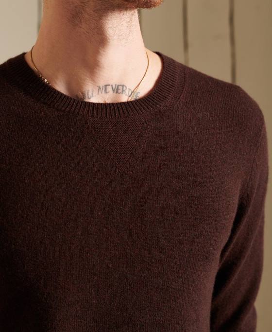 Superdry Pulover ușor din lână de miel îmbrăcăminte maro bărbați JX0Z5292