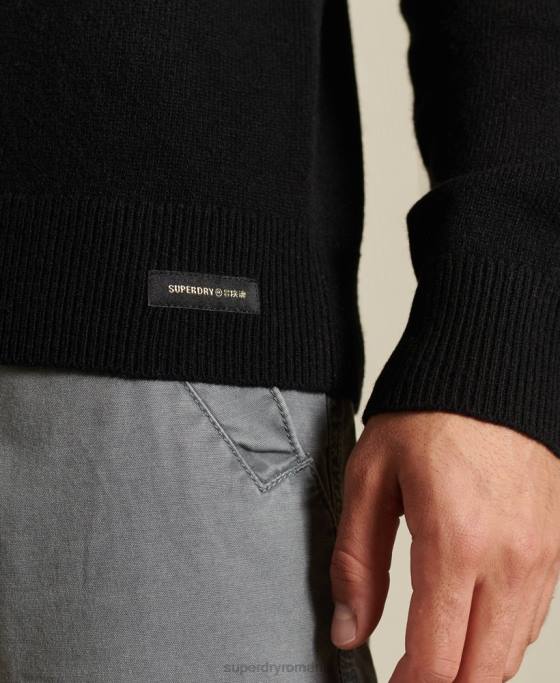 Superdry Pulover ușor din lână de miel îmbrăcăminte negru bărbați JX0Z5318