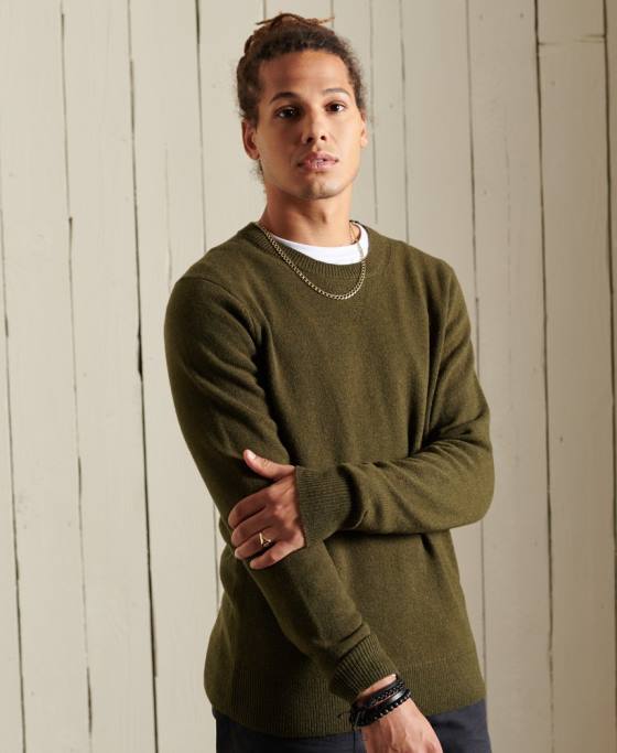 Superdry Pulover ușor din lână de miel îmbrăcăminte verde bărbați JX0Z5287