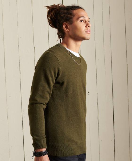 Superdry Pulover ușor din lână de miel îmbrăcăminte verde bărbați JX0Z5287