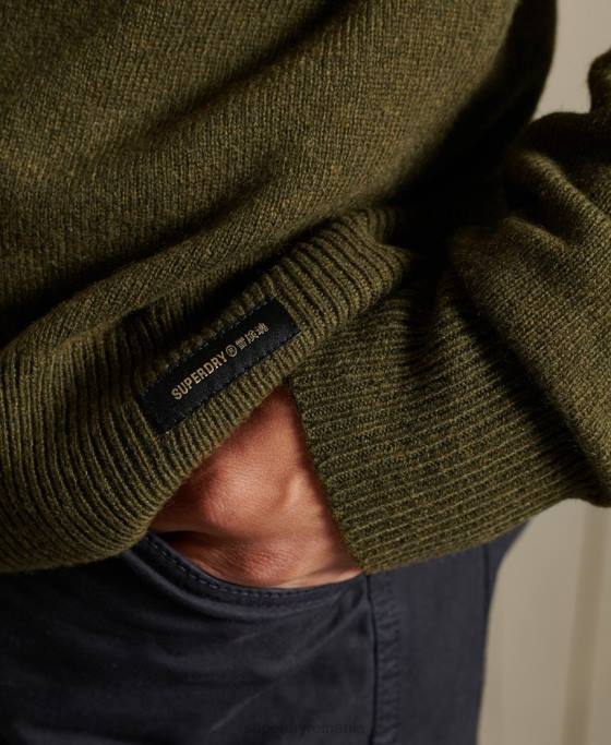 Superdry Pulover ușor din lână de miel îmbrăcăminte verde bărbați JX0Z5287