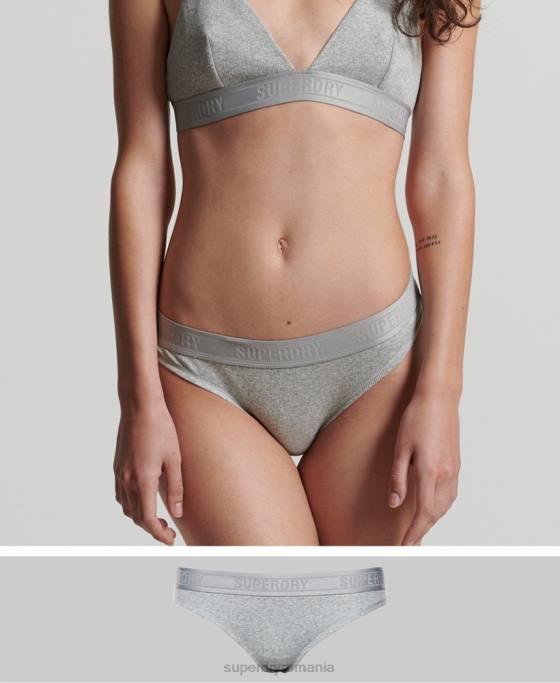 Superdry Slip de bikini cu nervuri din bumbac organic îmbrăcăminte gri femei JX0Z4342