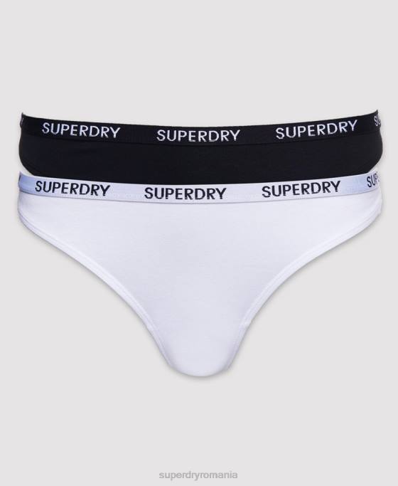 Superdry Tanga harper din bumbac organic pachet 2 îmbrăcăminte negru femei JX0Z4341
