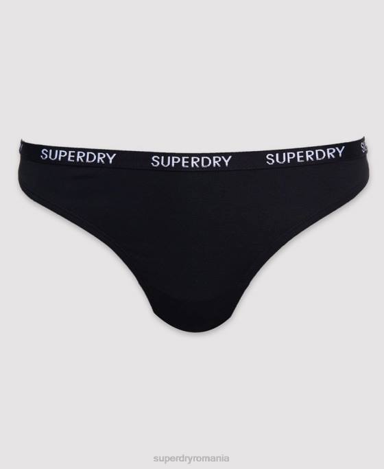 Superdry Tanga harper din bumbac organic pachet 2 îmbrăcăminte negru femei JX0Z4341