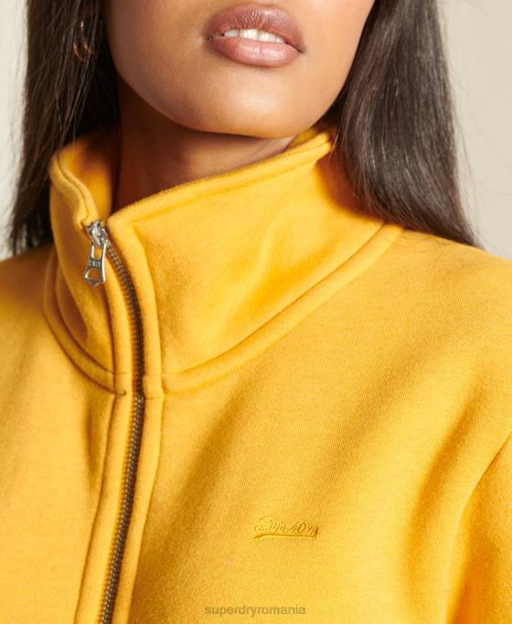 Superdry Top cu fermoar brodat cu logo vintage îmbrăcăminte galben femei JX0Z6140