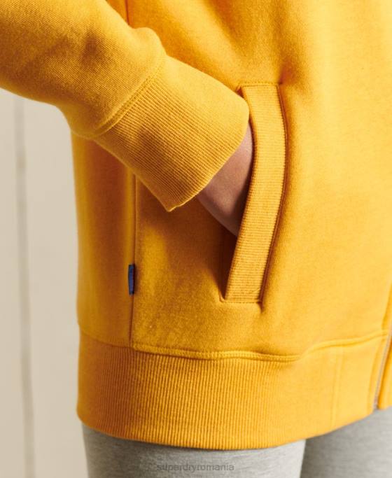 Superdry Top cu fermoar brodat cu logo vintage îmbrăcăminte galben femei JX0Z6140