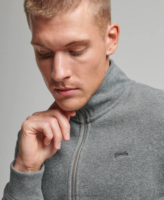 Superdry Top cu fermoar brodat cu logo vintage îmbrăcăminte gri bărbați JX0Z755