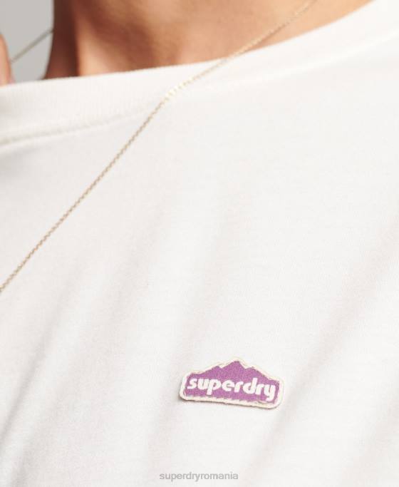 Superdry Top cu mânecă lungă teren anilor 90 îmbrăcăminte alb femei JX0Z6745