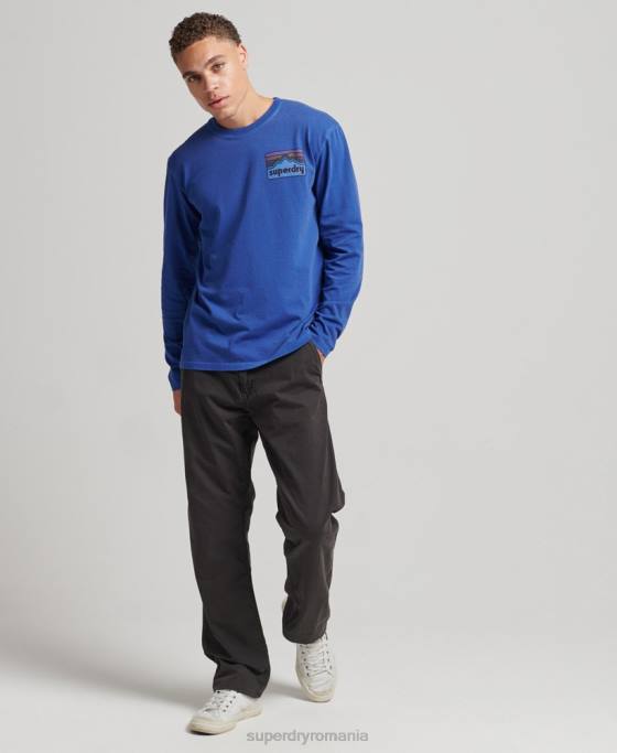 Superdry Top cu mânecă lungă teren anilor 90 îmbrăcăminte marina bărbați JX0Z6404
