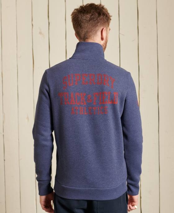 Superdry Top de atletism cu jumătate de fermoar îmbrăcăminte albastru bărbați JX0Z823
