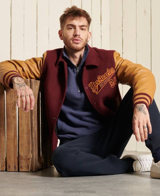 Superdry Top de atletism cu jumătate de fermoar îmbrăcăminte albastru bărbați JX0Z823