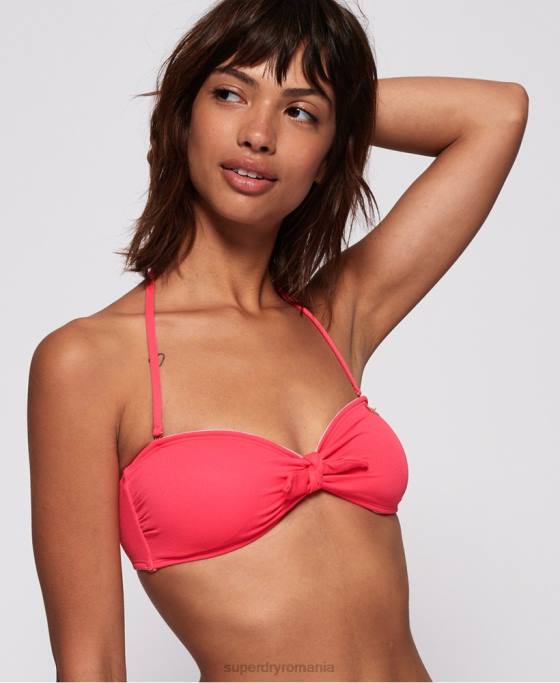 Superdry Top de bikini bandeai texturat picot îmbrăcăminte roz femei JX0Z3265