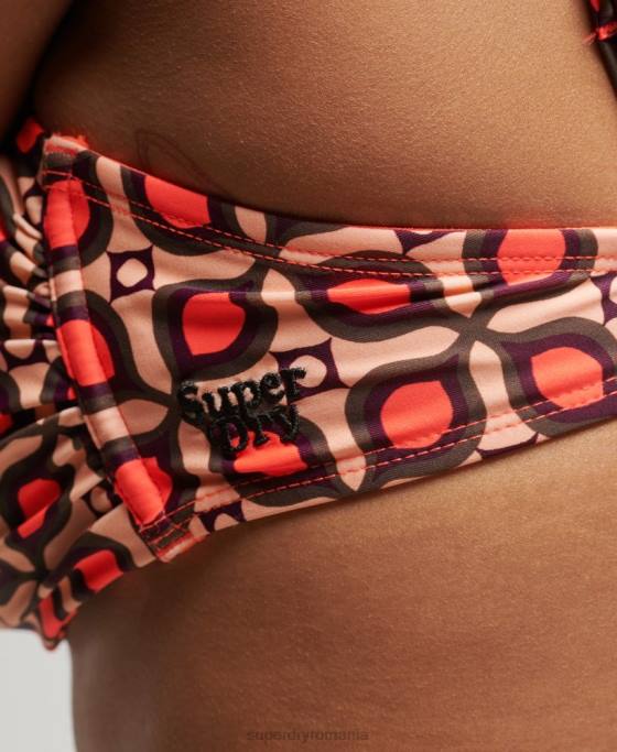 Superdry Top de bikini bandeau reciclat cu imprimeu mixt îmbrăcăminte roșu femei JX0Z3198