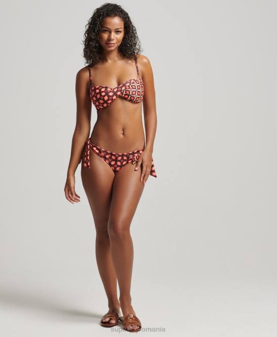 Superdry Top de bikini bandeau reciclat cu imprimeu mixt îmbrăcăminte roșu femei JX0Z3198