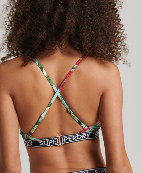 Superdry Top de bikini reciclat cu logo surf vintage îmbrăcăminte verde femei JX0Z3254