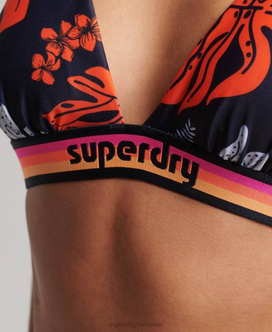 Superdry Top de bikini reciclat triunghi cu logo vintage îmbrăcăminte coral femei JX0Z3188