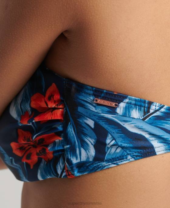 Superdry Top de bikini tip bandeau cu răsucire vintage îmbrăcăminte albastru inchis femei JX0Z6522