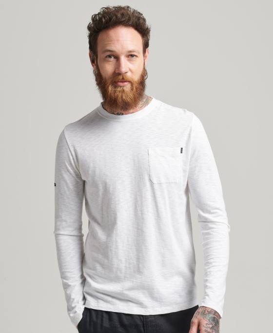 Superdry Top din jerseu cu mânecă lungă din bumbac organic îmbrăcăminte alb bărbați JX0Z6435