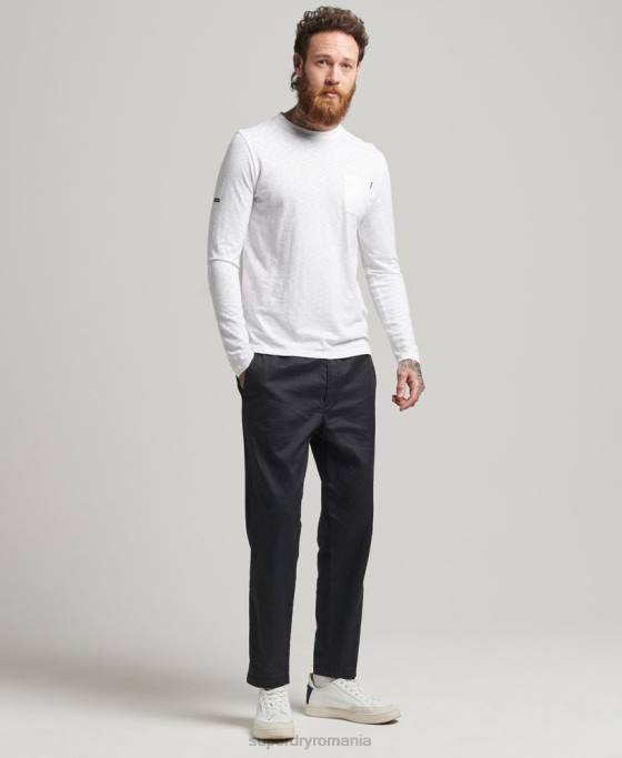 Superdry Top din jerseu cu mânecă lungă din bumbac organic îmbrăcăminte alb bărbați JX0Z6435