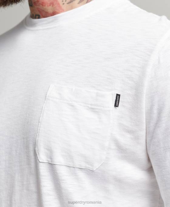 Superdry Top din jerseu cu mânecă lungă din bumbac organic îmbrăcăminte alb bărbați JX0Z6435