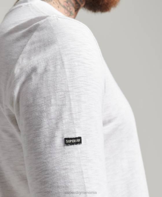Superdry Top din jerseu cu mânecă lungă din bumbac organic îmbrăcăminte alb bărbați JX0Z6435