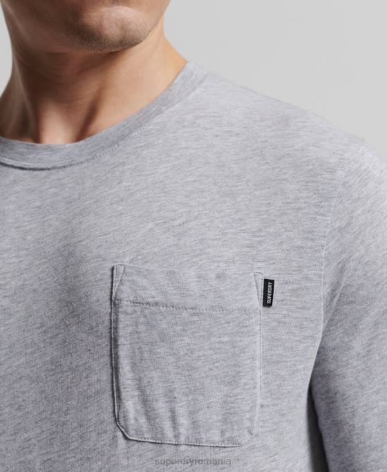 Superdry Top din jerseu cu mânecă lungă din bumbac organic îmbrăcăminte gri inchis bărbați JX0Z6402
