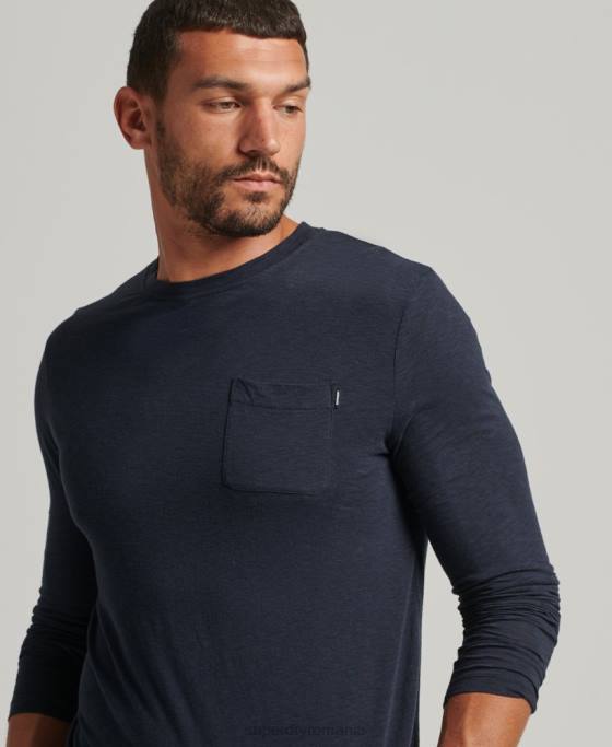 Superdry Top din jerseu cu mânecă lungă din bumbac organic îmbrăcăminte marina bărbați JX0Z6479
