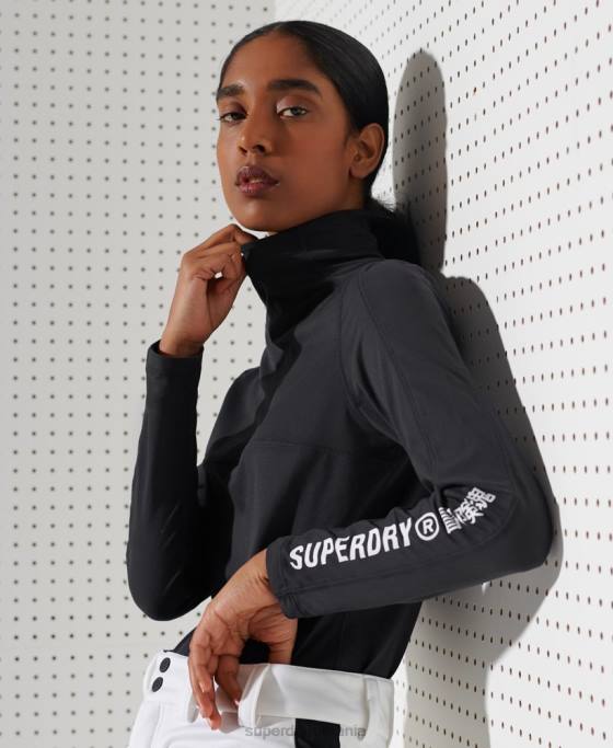 Superdry Top strat de bază cu gât crew din carbon îmbrăcăminte negru femei JX0Z3058
