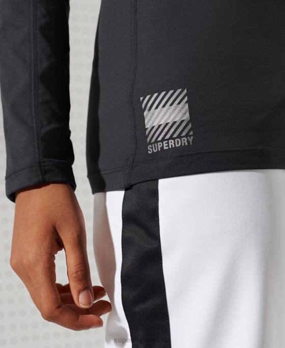 Superdry Top strat de bază cu gât crew din carbon îmbrăcăminte negru femei JX0Z3058