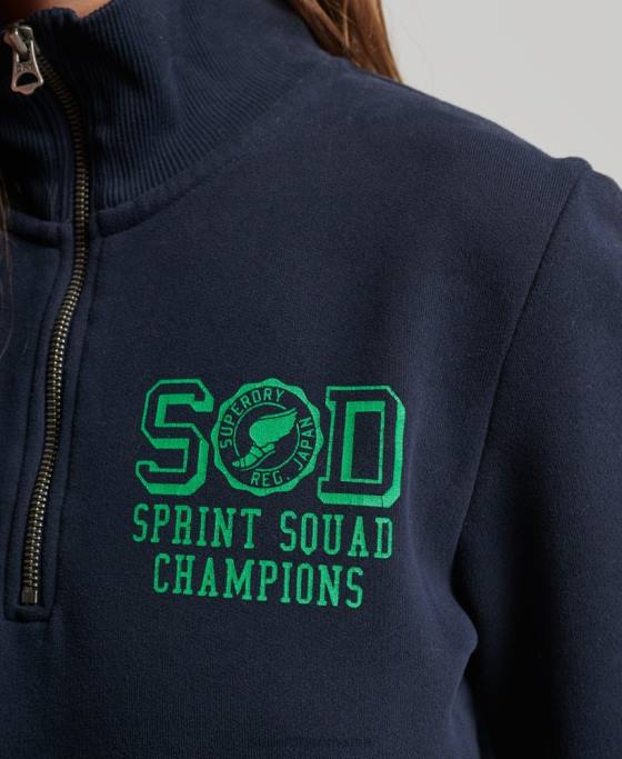 Superdry Top supradimensionat de atletism cu jumătate de fermoar îmbrăcăminte marina femei JX0Z6035