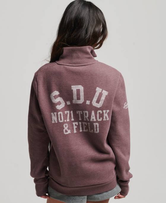 Superdry Top supradimensionat de atletism cu jumătate de fermoar îmbrăcăminte roșu femei JX0Z6043