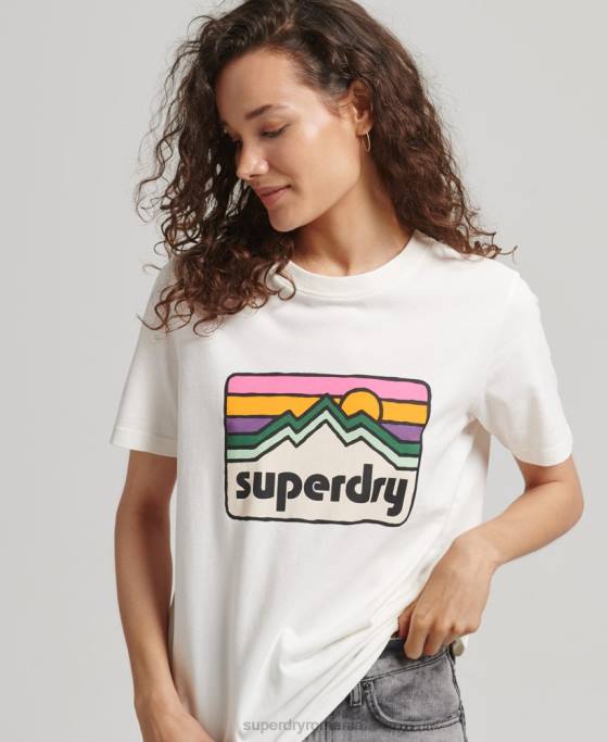 Superdry Tricou cu grafic teren anilor 90 îmbrăcăminte alb femei JX0Z6276
